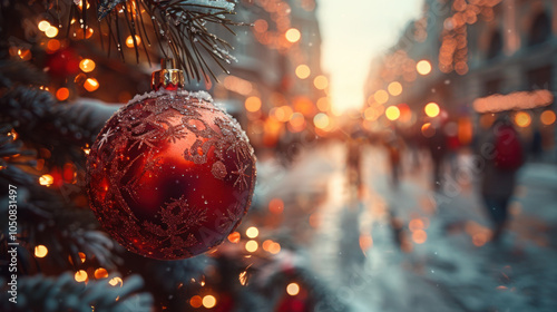 Festive decoration on the street in winter.
