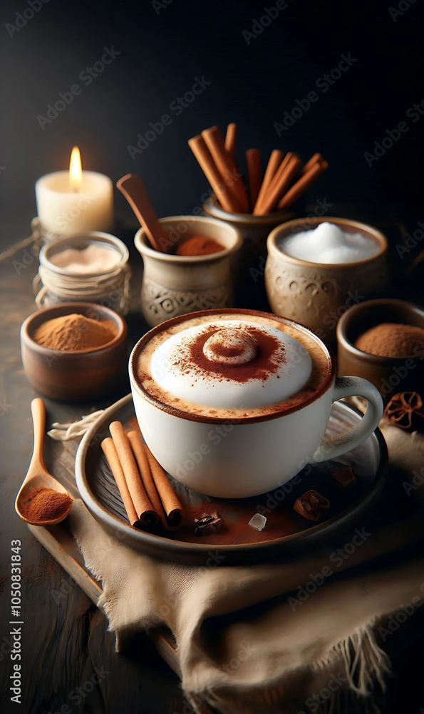Xícara de Café com Laticínios e Especiarias Xícara de Café com Laticínios e Especiarias