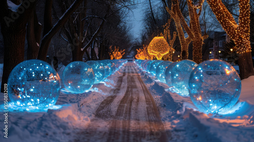 Festive decoration on the street in winter.