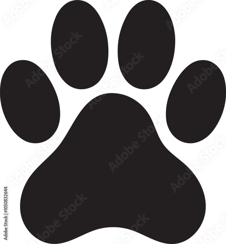 Simple Dog paw Silhouette Vector style with white background