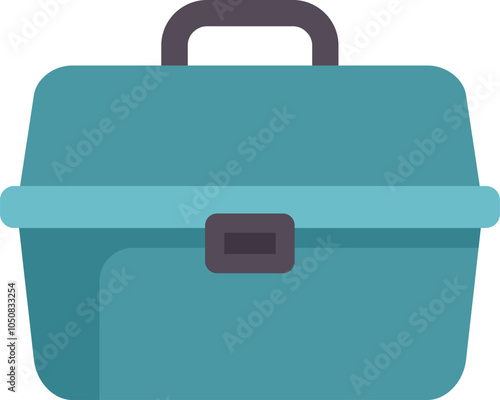 This minimalist vector illustration depicts a closed teal lunchbox, ideal for projects related to food, meals, and lunchtime