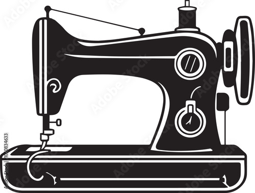 A Sewing machine vector silhouette on a white background, Minimalist Sewing Machine Vector Silhouette: