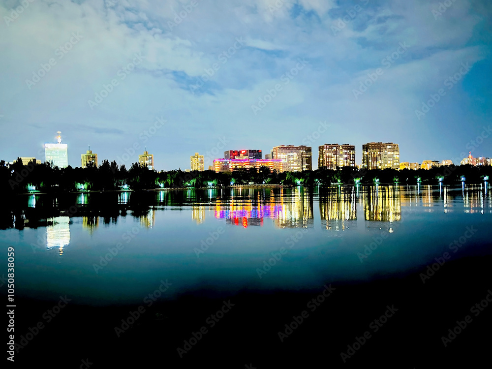 Fototapeta premium The night view of the city landscape in Beijing, China
