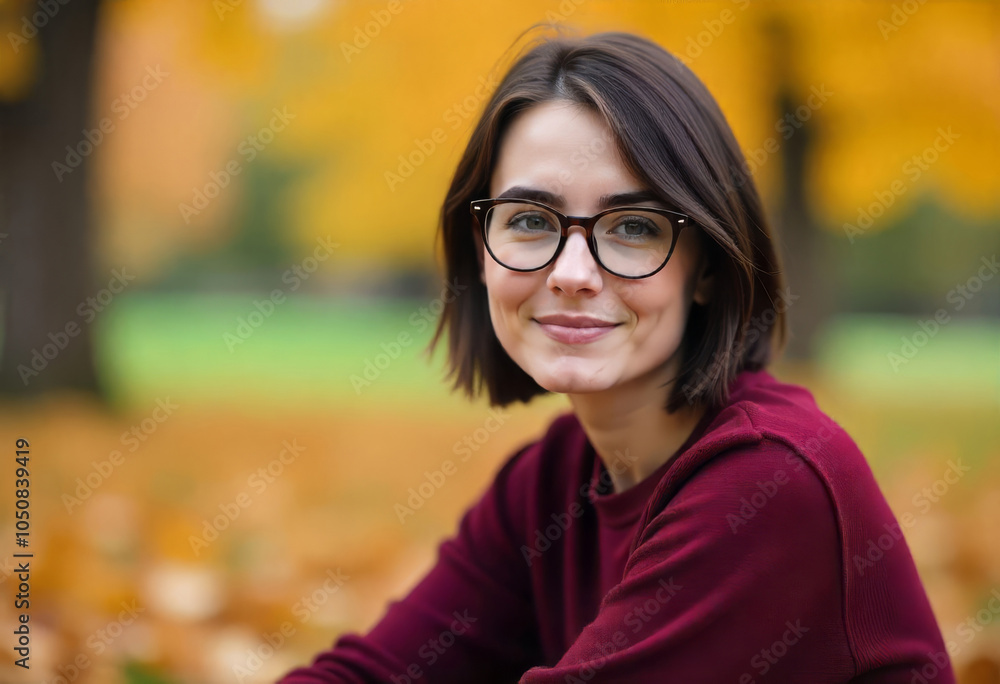 Portrait of a young girl with a bob and glasses Portrait of a young girl with a bob and glasses