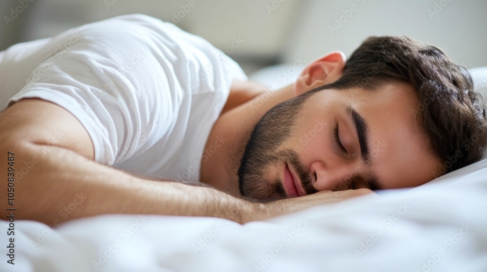 A man is sleeping on a bed A man is sleeping on a bed