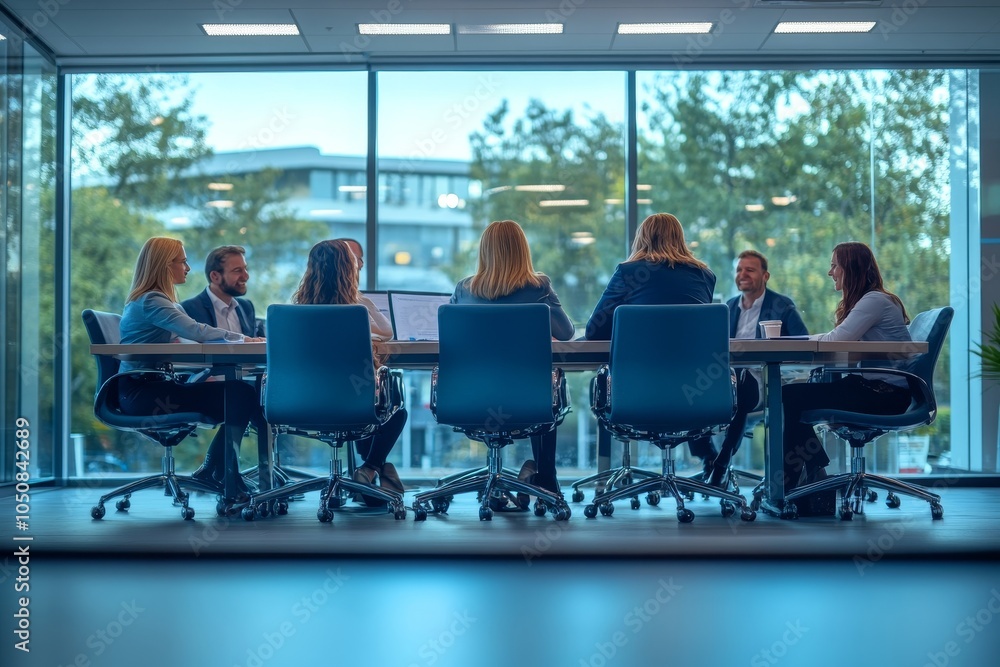Obraz premium Corporate business team meeting in office, Generative AI
