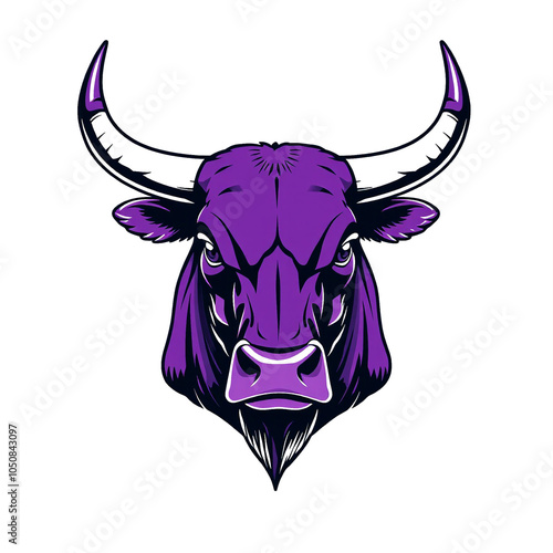 purple bull sticker isolated on white