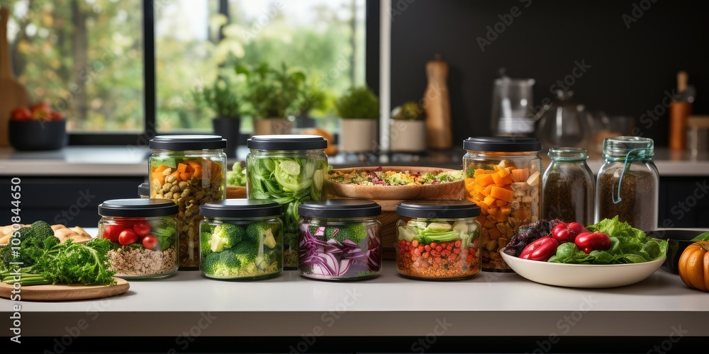 Healthy meal prep in jars. Healthy meal prep in jars.