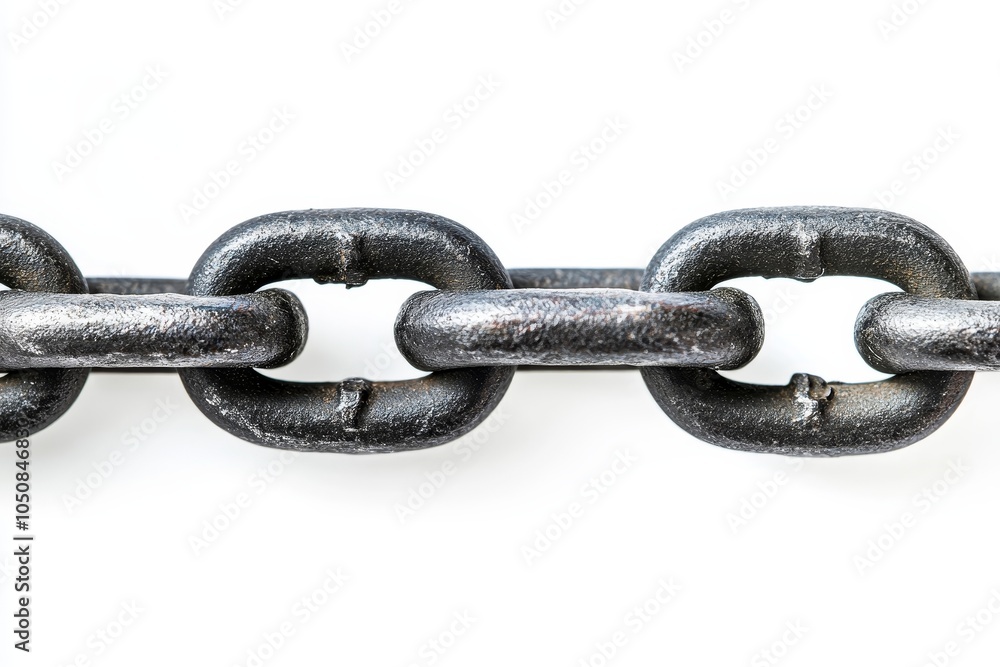Fototapeta premium Isolated metal chain link background on white