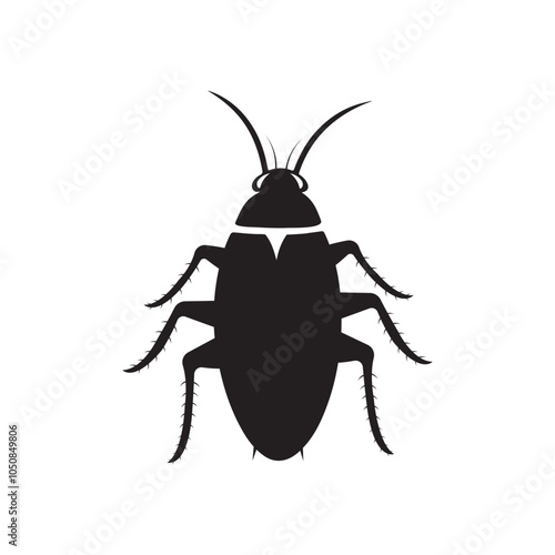 Cockroach silhouette vector art on white background.