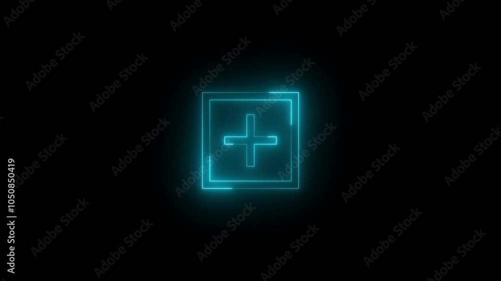 Neon explore content single icon glowing black background animation Neon explore content single icon glowing black background animation