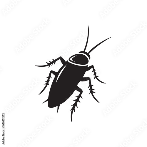 Cockroach silhouette vector art on white background.