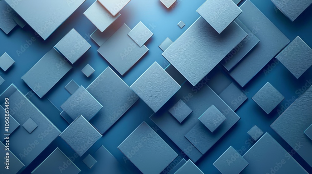 Obraz premium Abstract geometric squares on a gradient blue background, vector