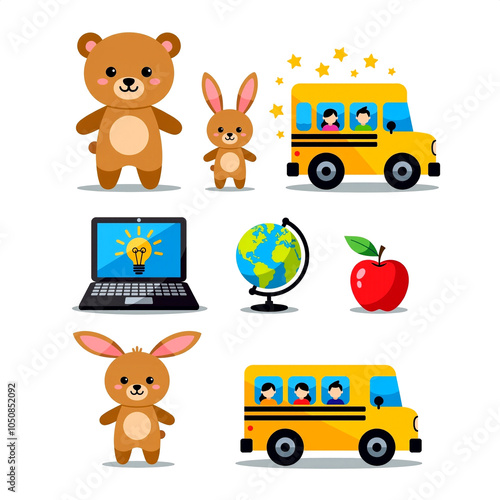 Cute educational animal-themed sticker set