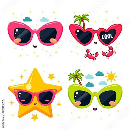 Cartoon sunglasses with playful designs