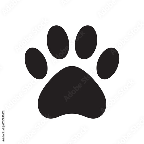 Cat or Dog paw icon. Paw silhouette vector. Paw print vector art illustration on white background.