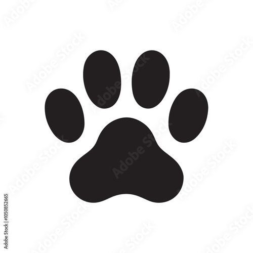 Cat or Dog paw icon. Paw silhouette vector. Paw print vector art illustration on white background.