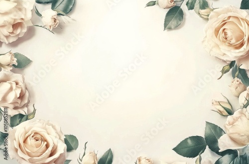 Elegant white and pink roses on a white background for a spring celebration