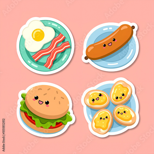 Playful food characters on a pastel background