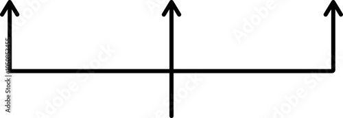 Triple split arrow in linear style.