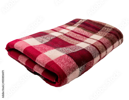 Plaid wool blanket isolated on white background 