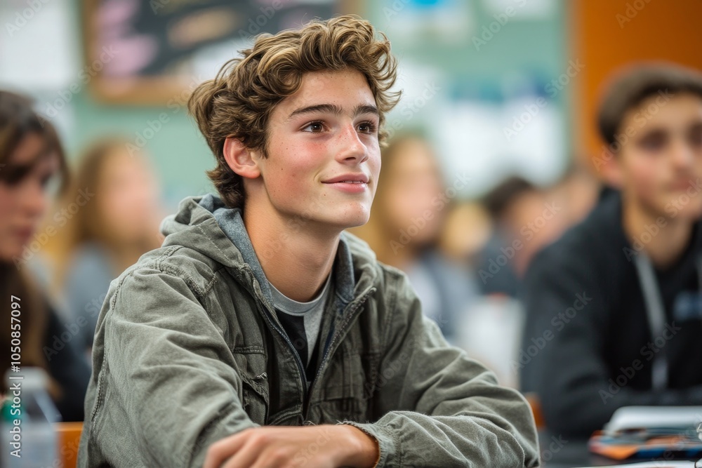 High school student asking a question to the teacher, Generative AI High school student asking a question to the teacher, Generative AI