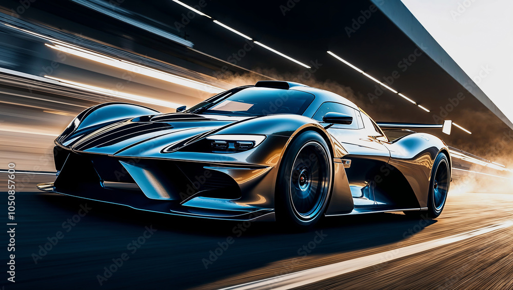 Fototapeta premium Racing cars on a race track. 3d rendering