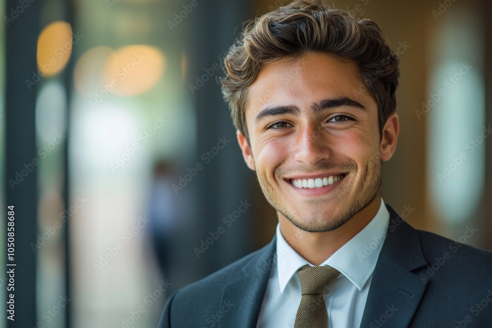 Young business professional smiling at camera, Generative AI Young business professional smiling at camera, Generative AI