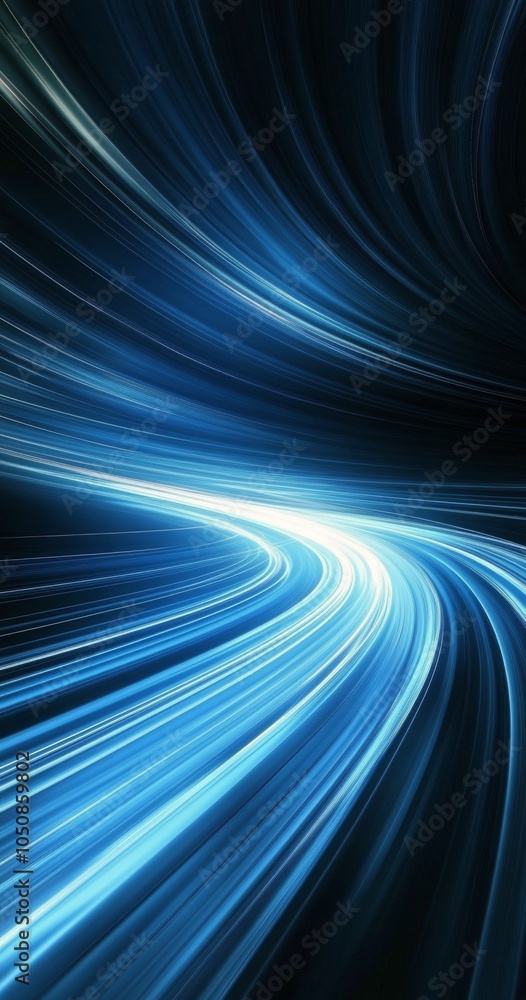Vibrant blue light trails swirl in a mesmerizing pattern on a dark background at night Vibrant blue light trails swirl in a mesmerizing pattern on a dark background at night