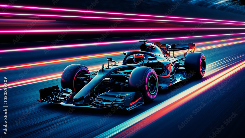 Racing cars on a race track. 3d rendering Racing cars on a race track. 3d rendering