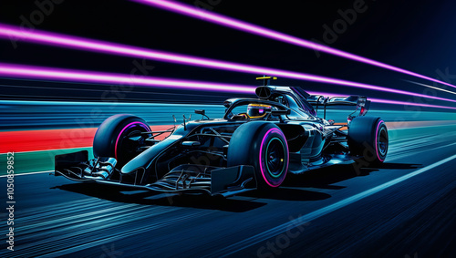 Racing cars on a race track. 3d rendering