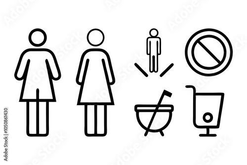 Toilet line icon set.