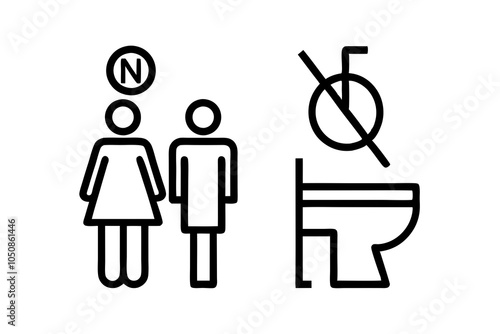 Toilet line icon set.