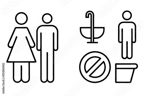 Toilet line icon set.