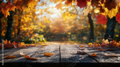 Autumn landscape showcasing vibrant foliage and rolling hills beneath a blue sky