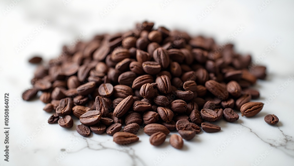 Organic cacao nibs on white marble surface highlighting their dark crunchy texture Organic cacao nibs on white marble surface highlighting their dark crunchy texture
