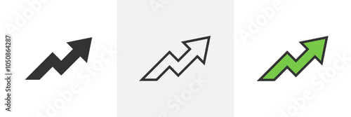 Growing Arrow up. Growth chart sign. Flexible arrow indication statistic. Trade infographic. Profit arrow Vector illustration