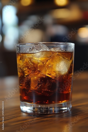 Refreshing glasses of iced beverage with mint leaves served indoors at a cozy...