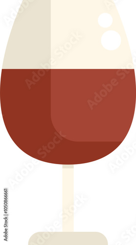 Vector illustration featuring a wineglass containing red wine, rendered in a minimalist and colorful flat design style
