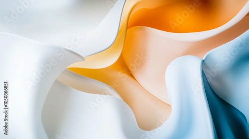 A serene scene of various abstract patterns in different colors creating a unified, flowing design on a white background