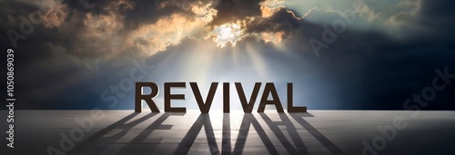 Word Religion on wooden platform against dramatic sky