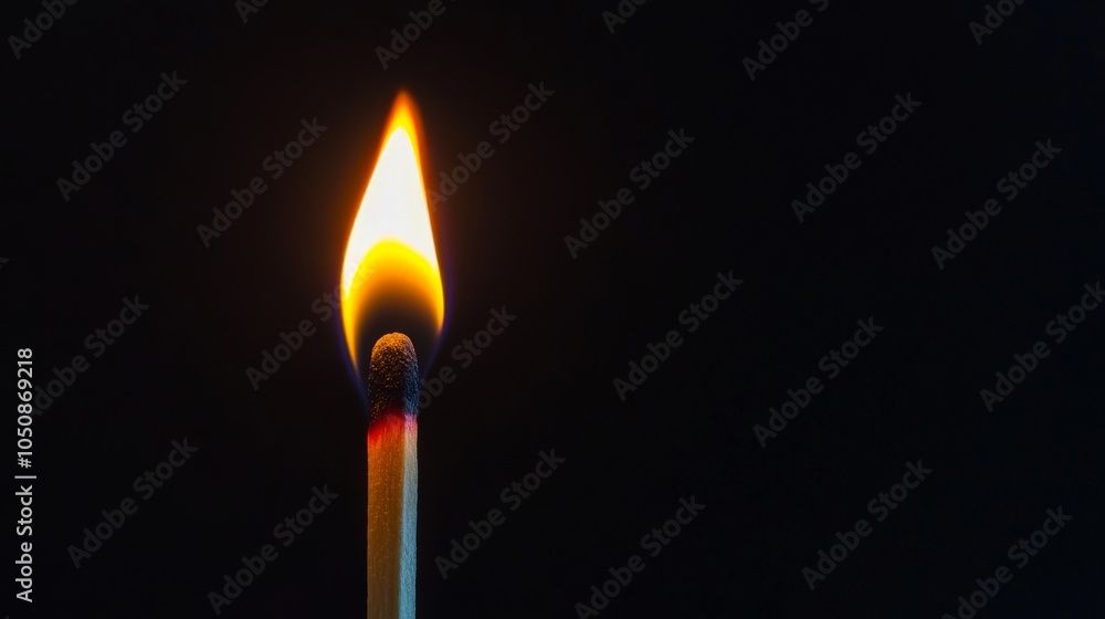 A single lit match on a solid black background representing the spark of diversity, Emphasizing the igniting power of diverse ideas and perspectives, minimalistic style A single lit match on a solid black background representing the spark of diversity, Emphasizing the igniting power of diverse ideas and perspectives, minimalistic style