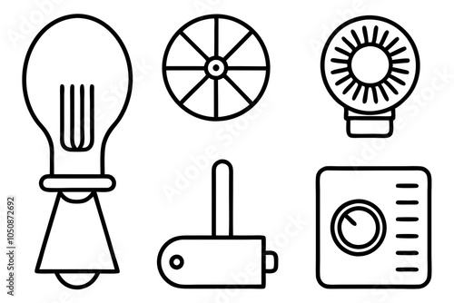 Set of electronic parts  icon set. 