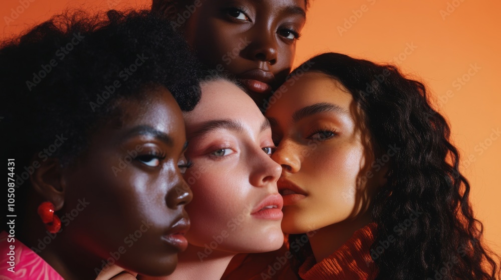 A spectrum of skin tones blending into a unified spectrum of human beauty, Signifying the embrace of diversity in beauty standards, photography style A spectrum of skin tones blending into a unified spectrum of human beauty, Signifying the embrace of diversity in beauty standards, photography style