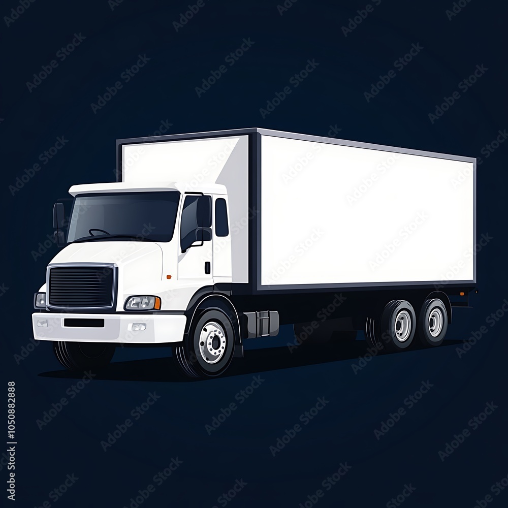 Isolated Box Truck On Dark Background Captured With High Detail Picture Isolated Box Truck On Dark Background Captured With High Detail Picture