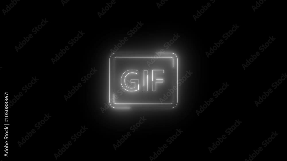 Neon gif icon glowing black background animation Neon gif icon glowing black background animation