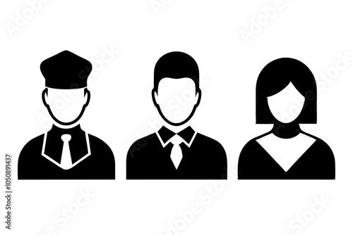 Set of Different professions avatars icons silhouette illustration.on white.