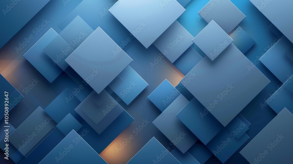 Fototapeta premium Abstract geometric squares on a gradient blue background, vector