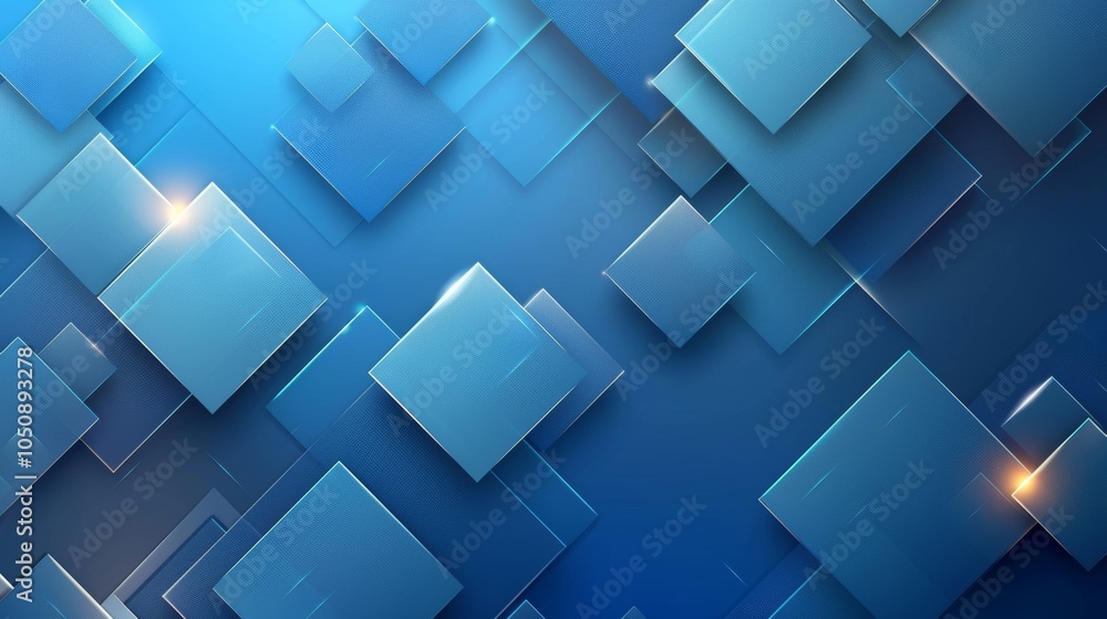 Obraz premium Abstract geometric squares on a gradient blue background, vector