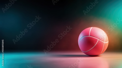 This image features a basketball set against a vibrant and colorful background, creating an energetic and dynamic atmosphere rich in artistic expression and motion. photo